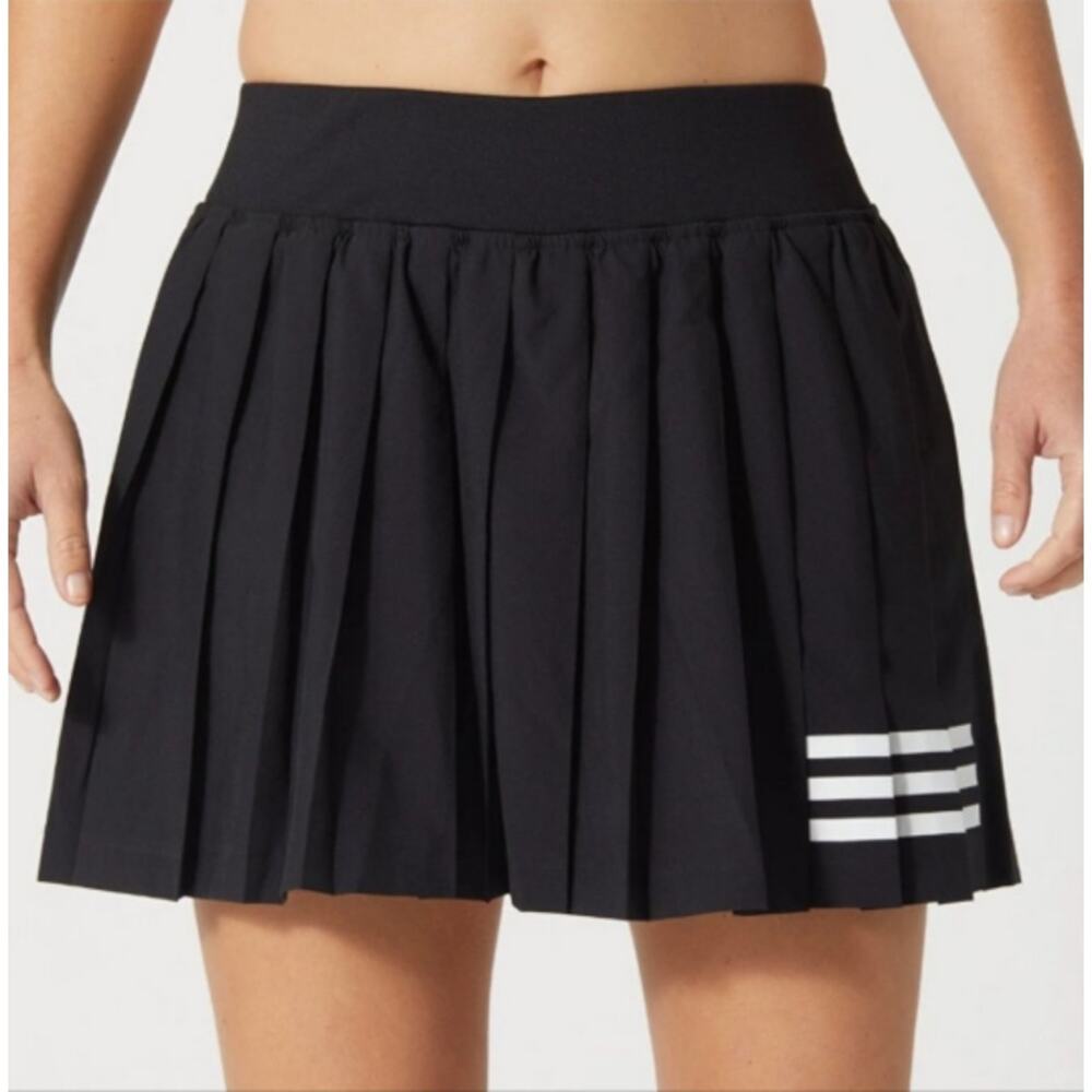 Adidas Pleated Skort Black White Med Athletic Pickleball Tennis Golf